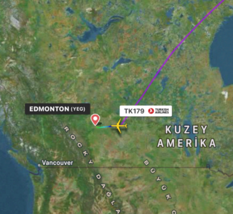 THY Uçağı Yolcu Rahatsızlığı Nedeniyle Edmonton'a Acil İndi
