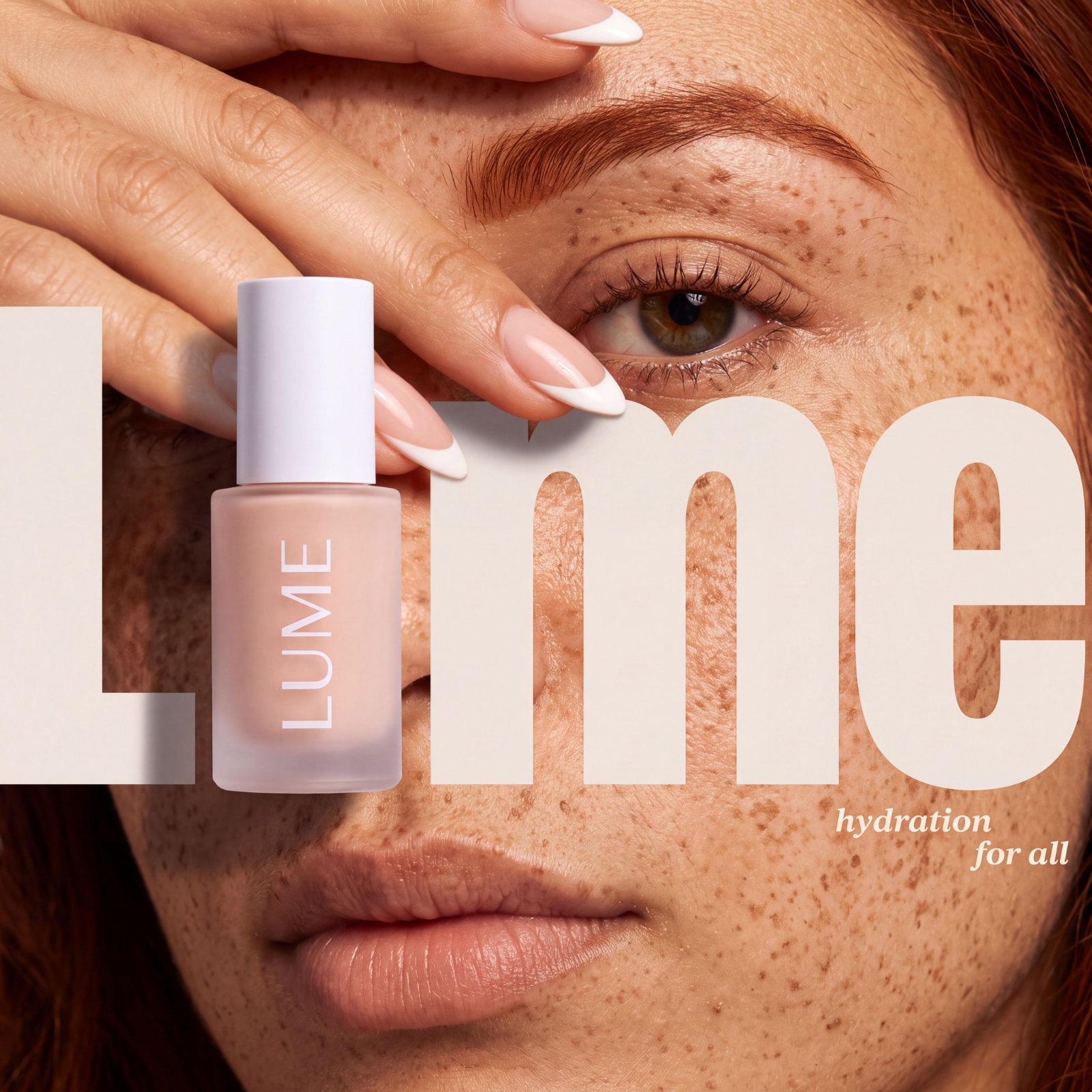 LUMÉ type-over-face still