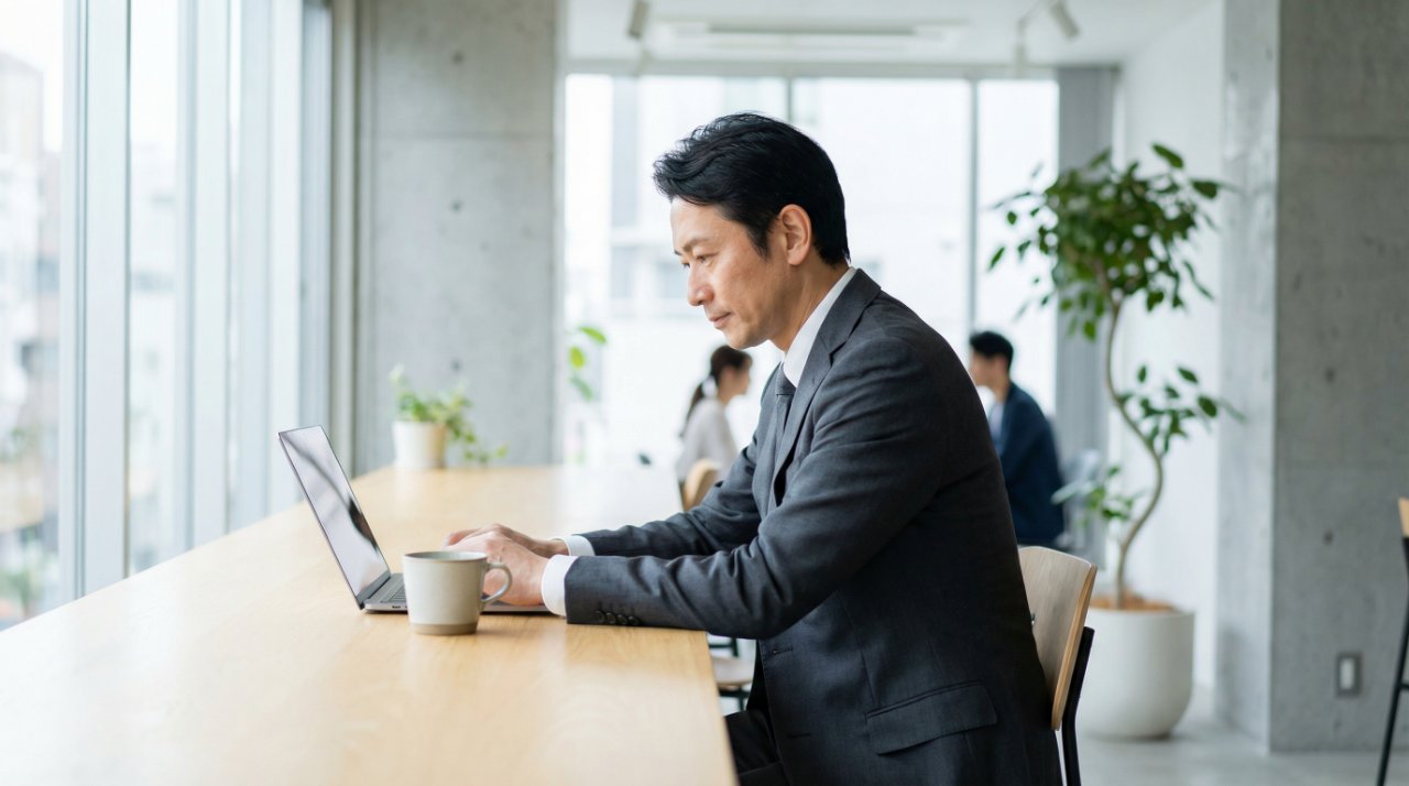 PCを操作しているビジネスマン