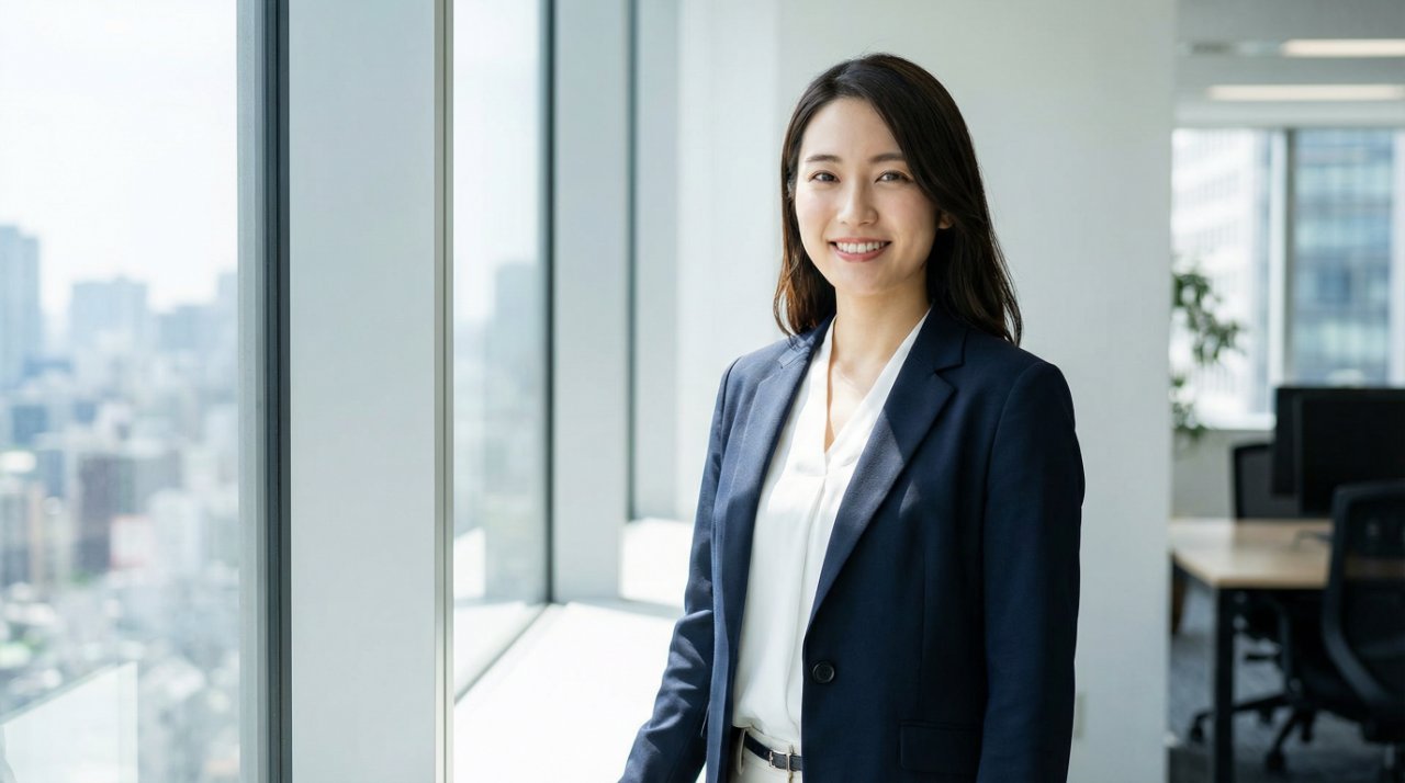 笑顔のスーツ姿のビジネスウーマン
