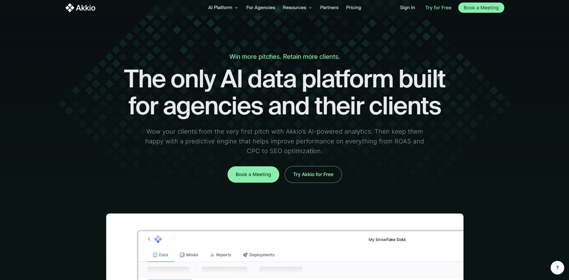 Akkio AI Data Platform main screenshot