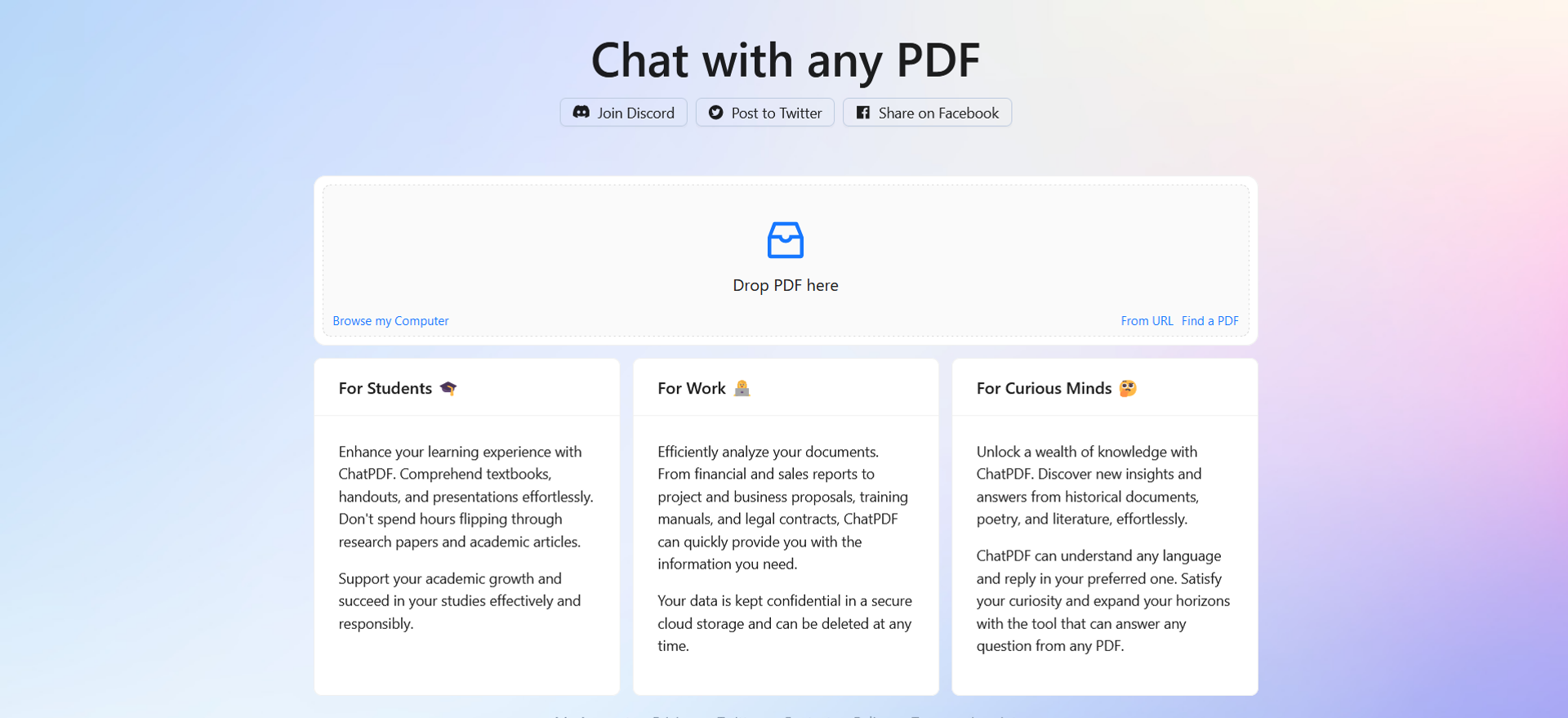 ChatPDF main screenshot