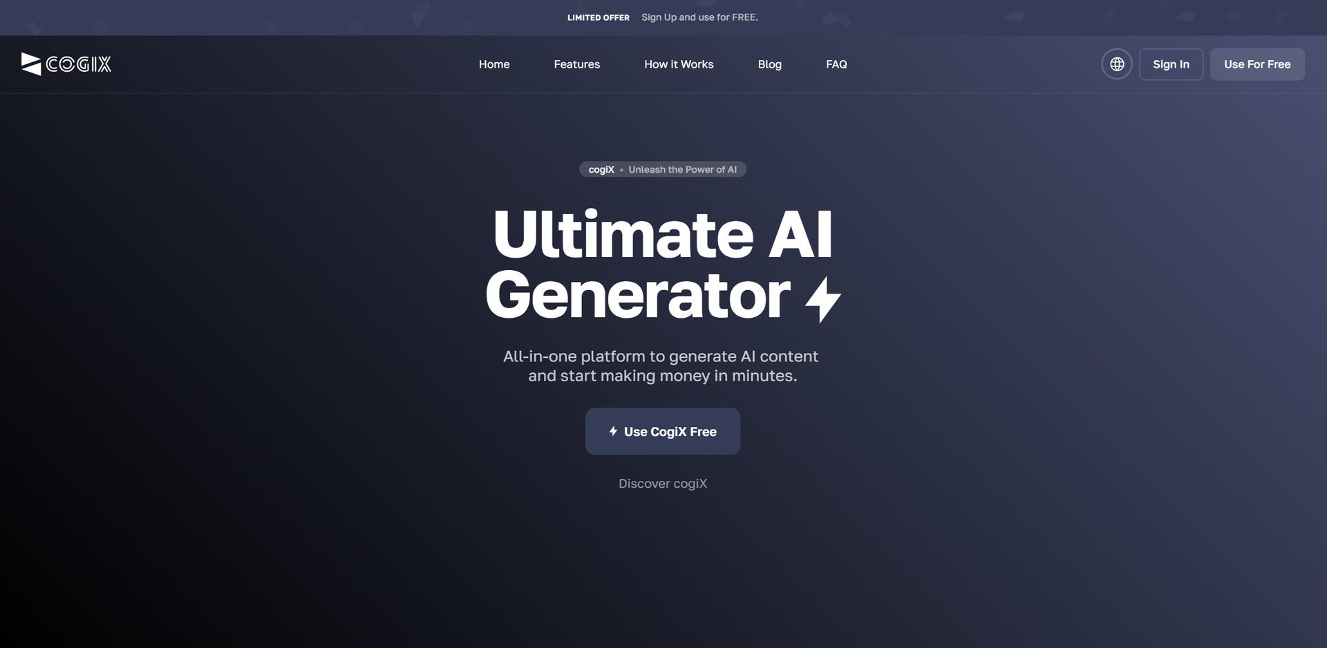 CogiX AI Content Platform main screenshot