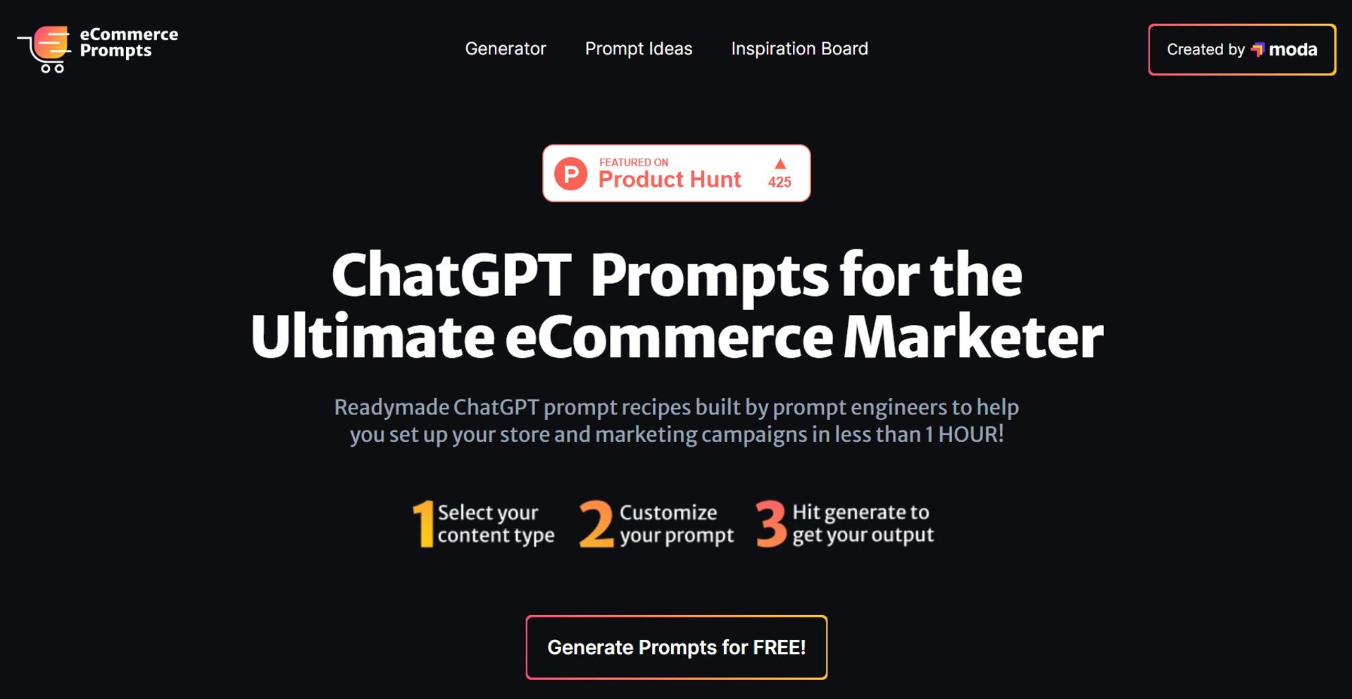 eCommerce Prompt Generator main screenshot