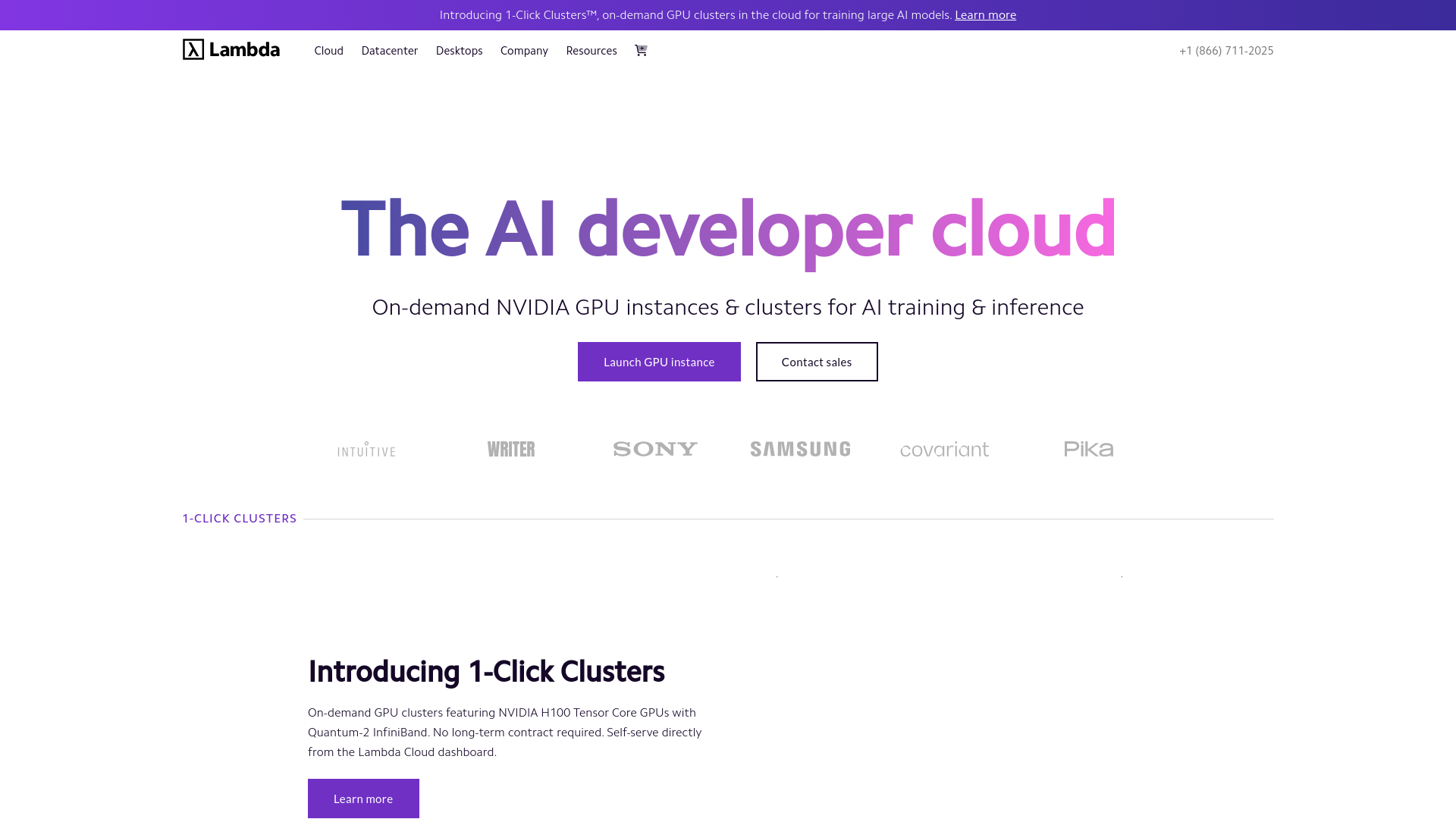 Lambda GPU Cloud main screenshot