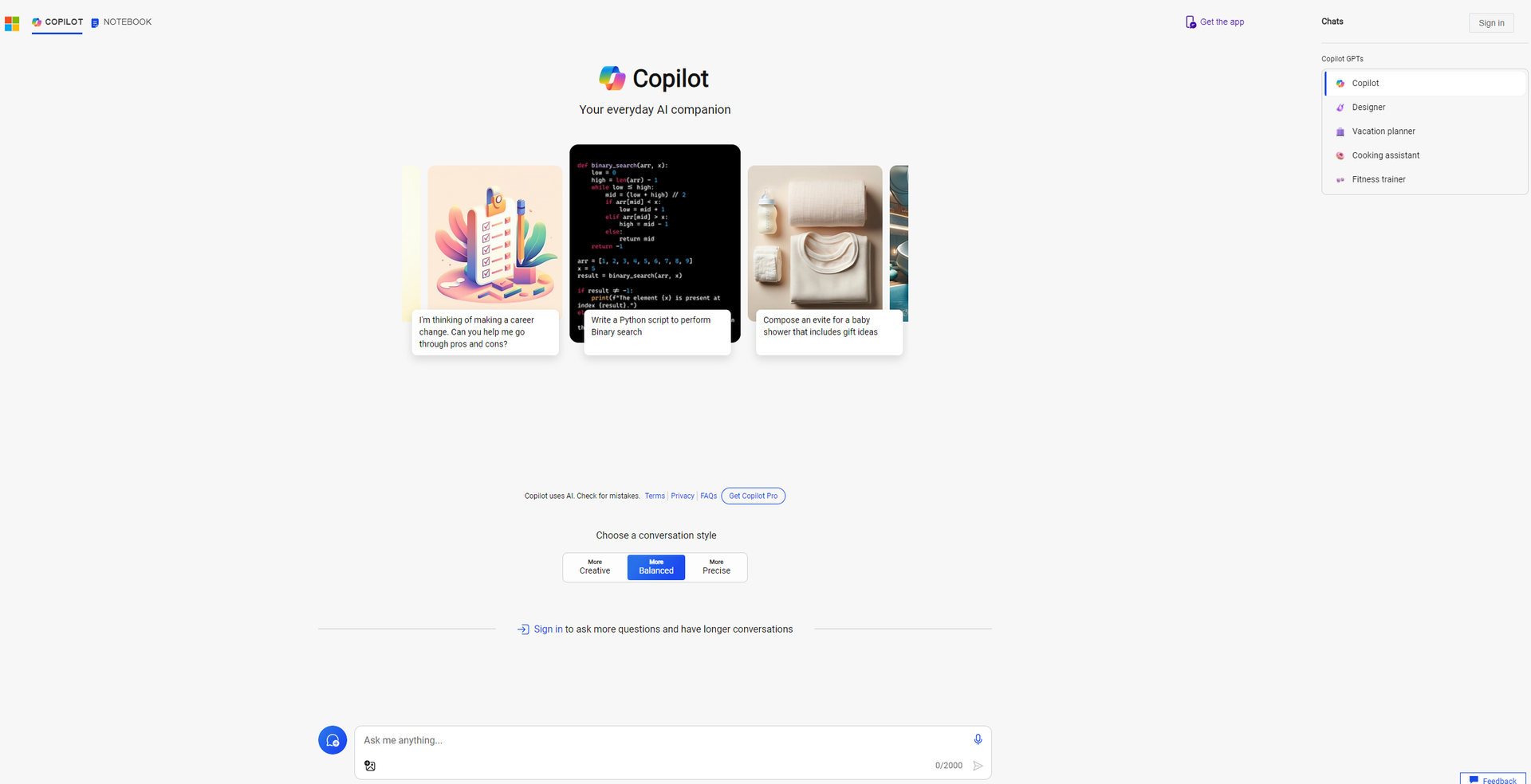 Microsoft Copilot main screenshot