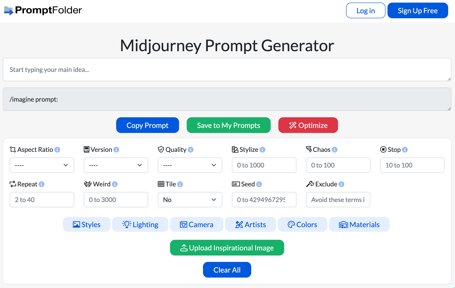Midjourney Prompt Helper main screenshot