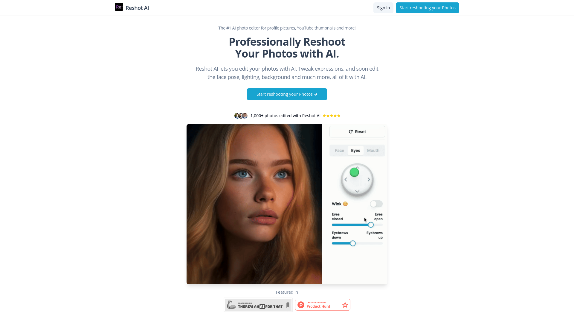 Reshot AI main screenshot
