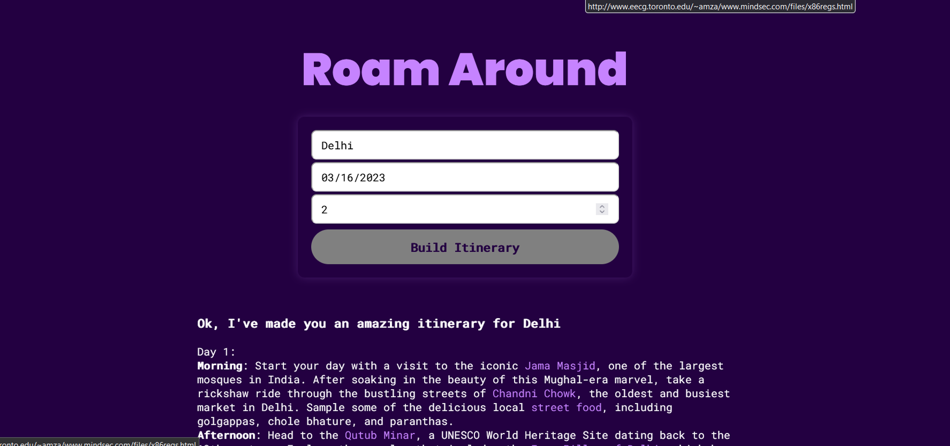 Roamaround main screenshot