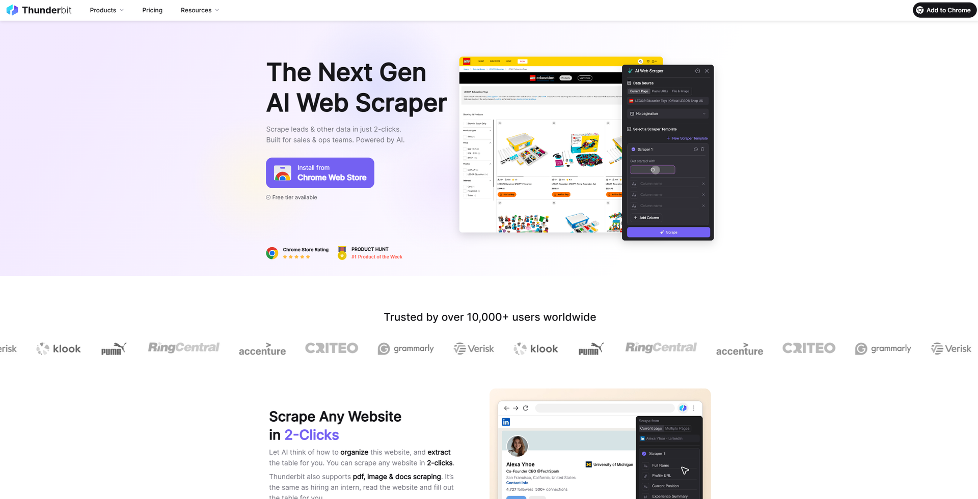 Thunderbit AI Web Scraper main screenshot