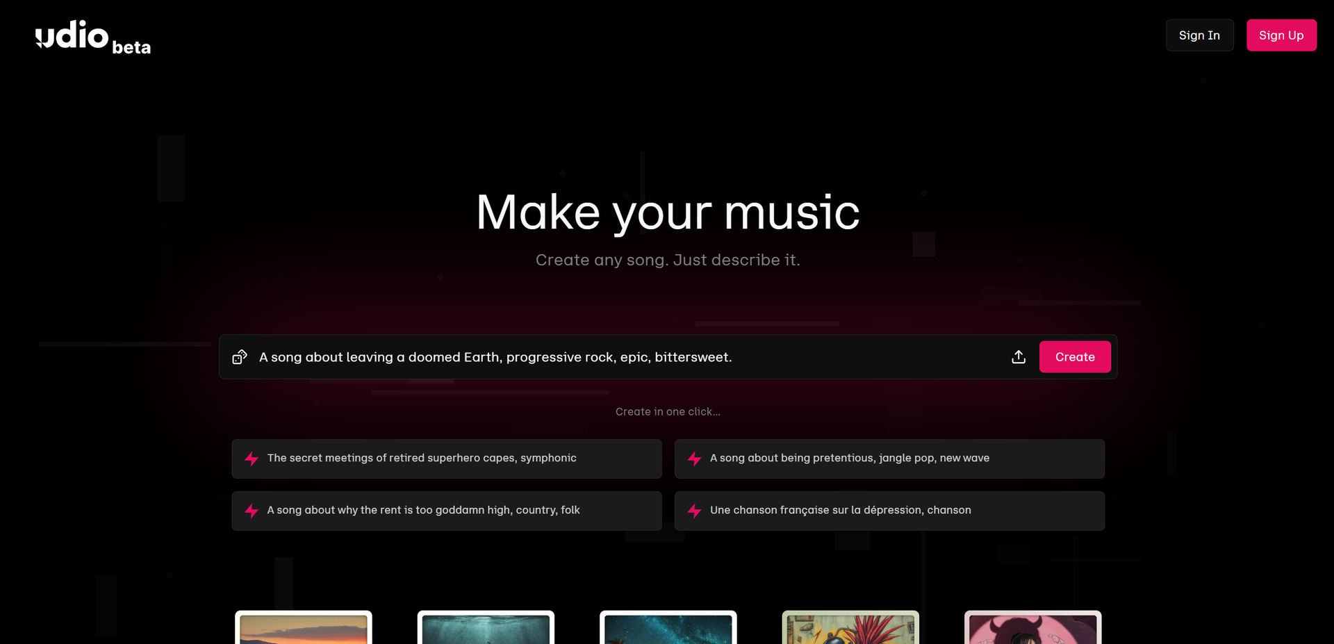 Udio AI Music Generator main screenshot