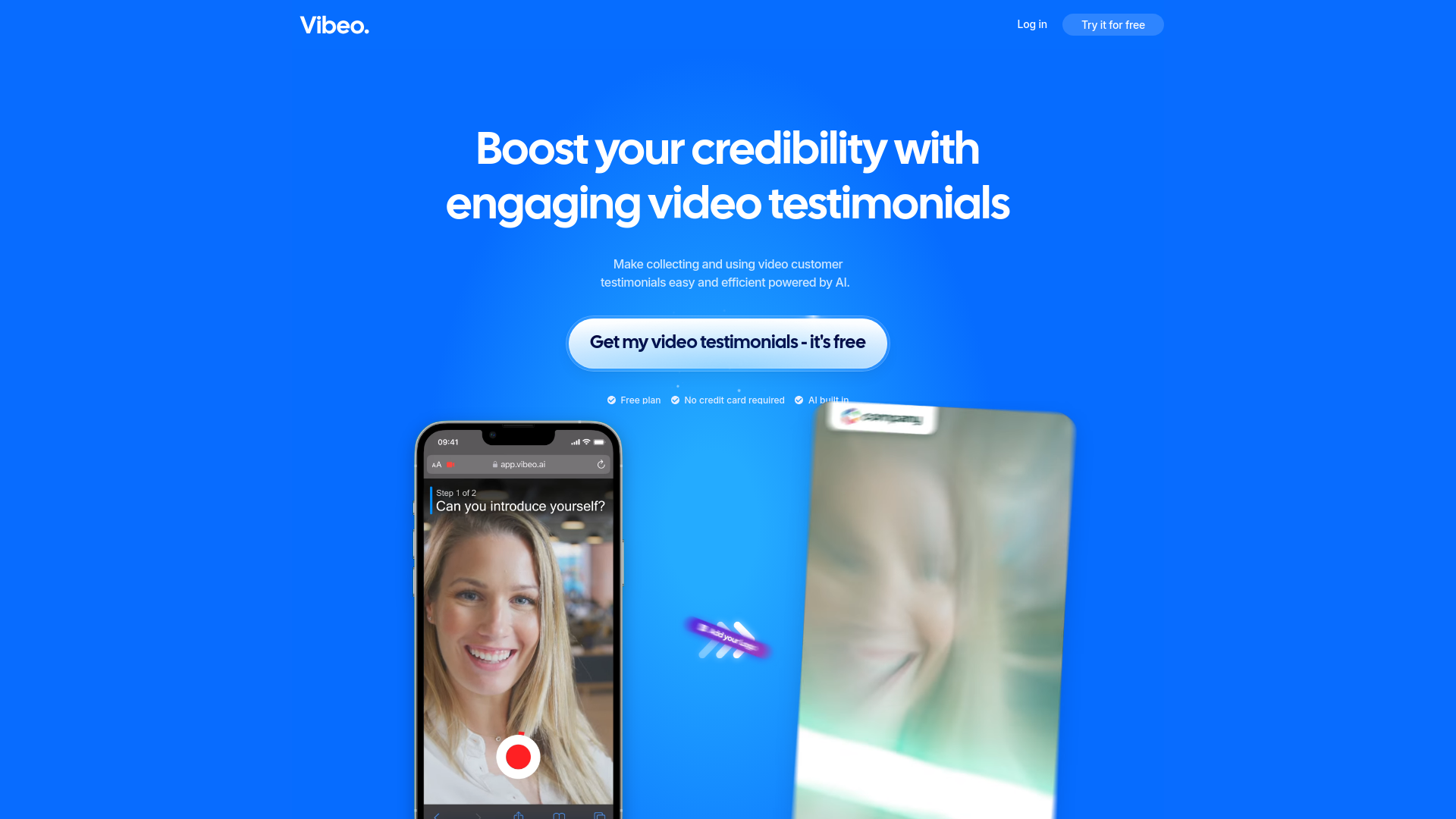 Vibeo AI Testimonials main screenshot