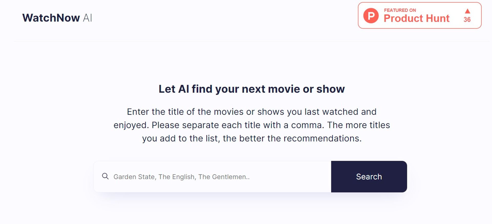 WatchNow AI main screenshot