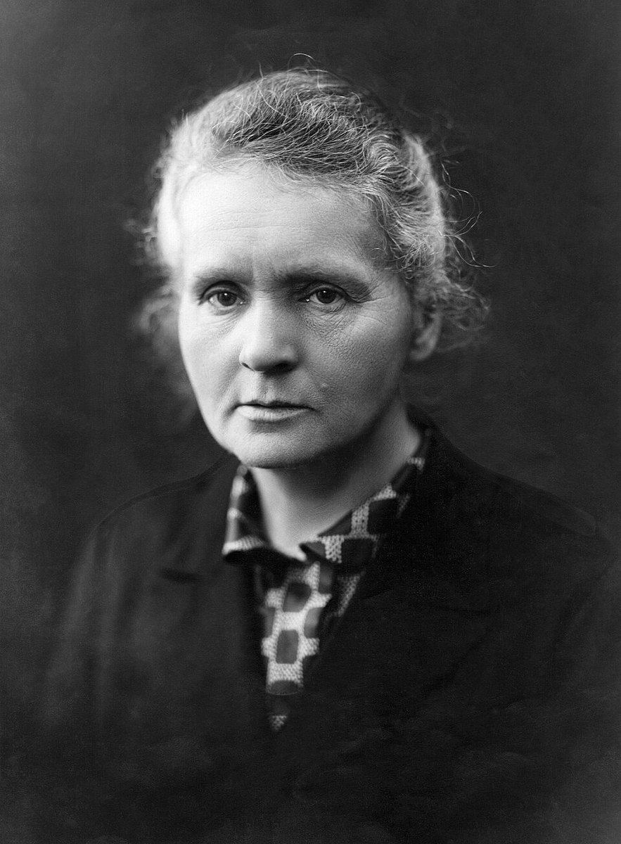 Historical portrait of Marie Curie.