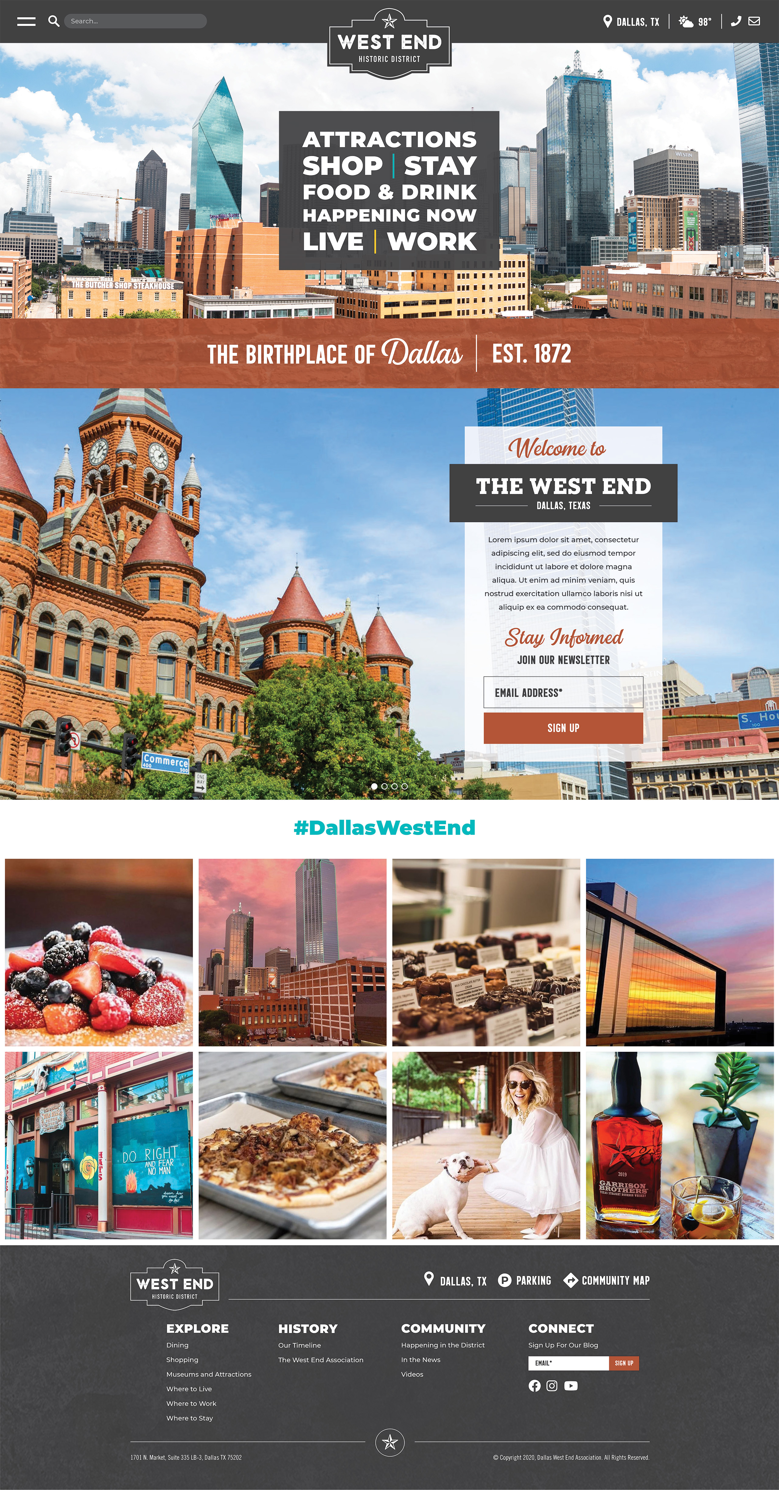 West End District website homepage