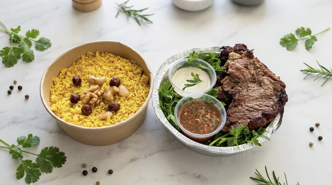 Yellow Rice with Beef Steak