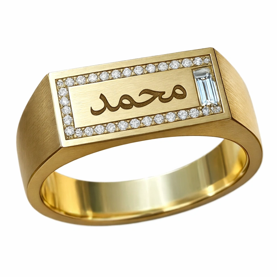 Gemstone Calligraphy RIng For Men - Image 1