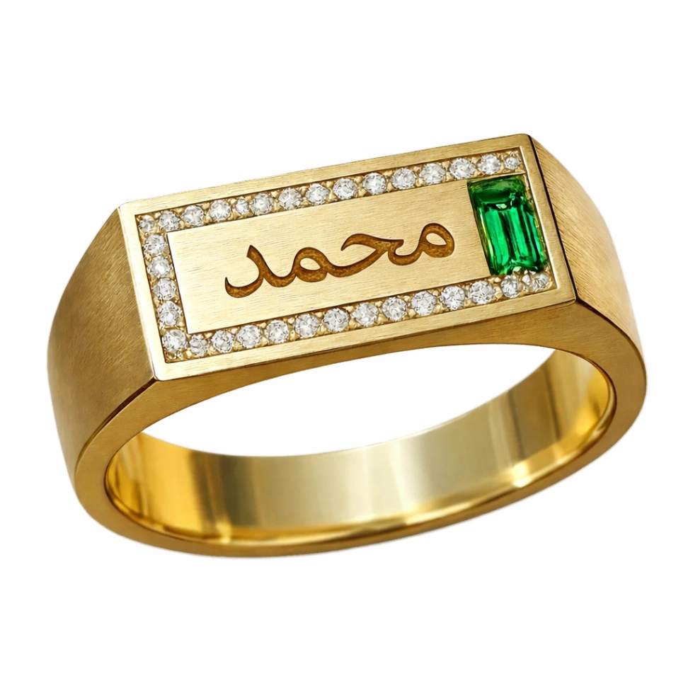 Gemstone Calligraphy RIng For Men thumbnail 3