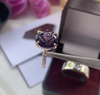  Amethyst Solitaire ring for women  thumbnail 2