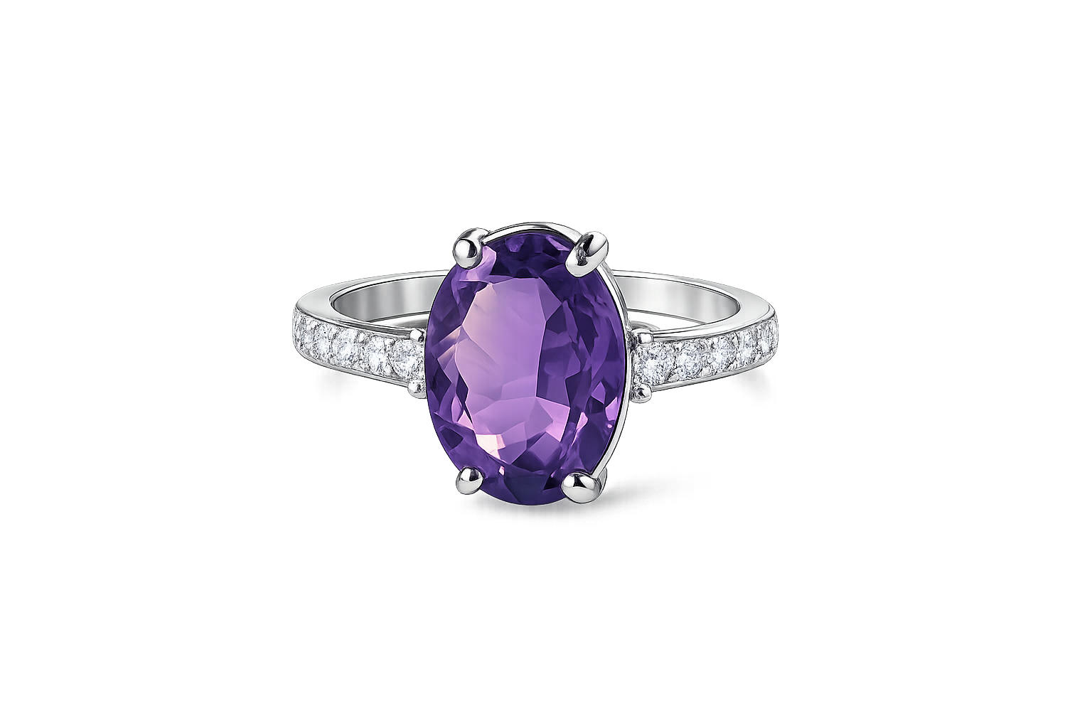  Amethyst Solitaire ring for women  thumbnail 3