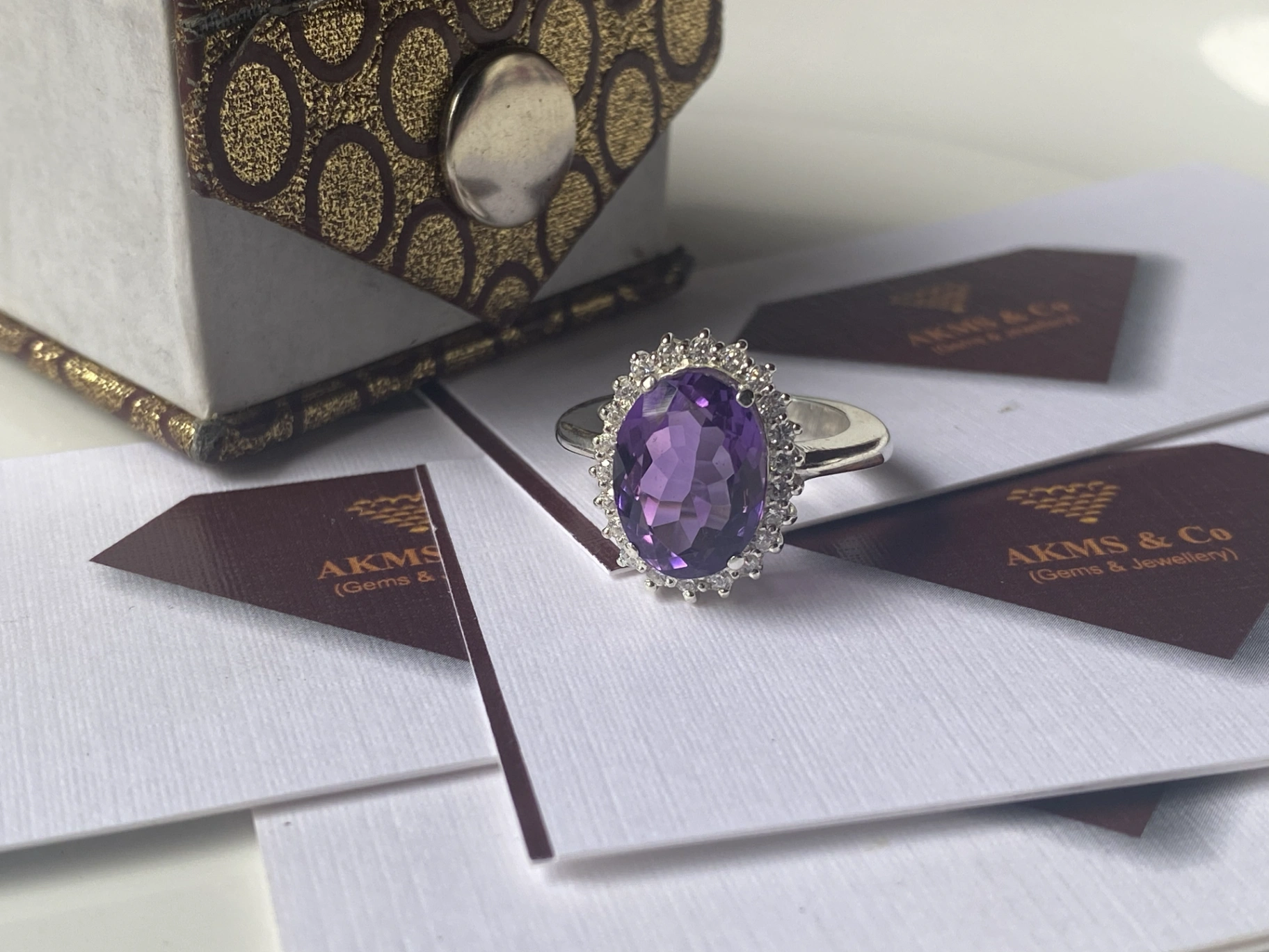 Amethyst Halo ring for women - Image 1