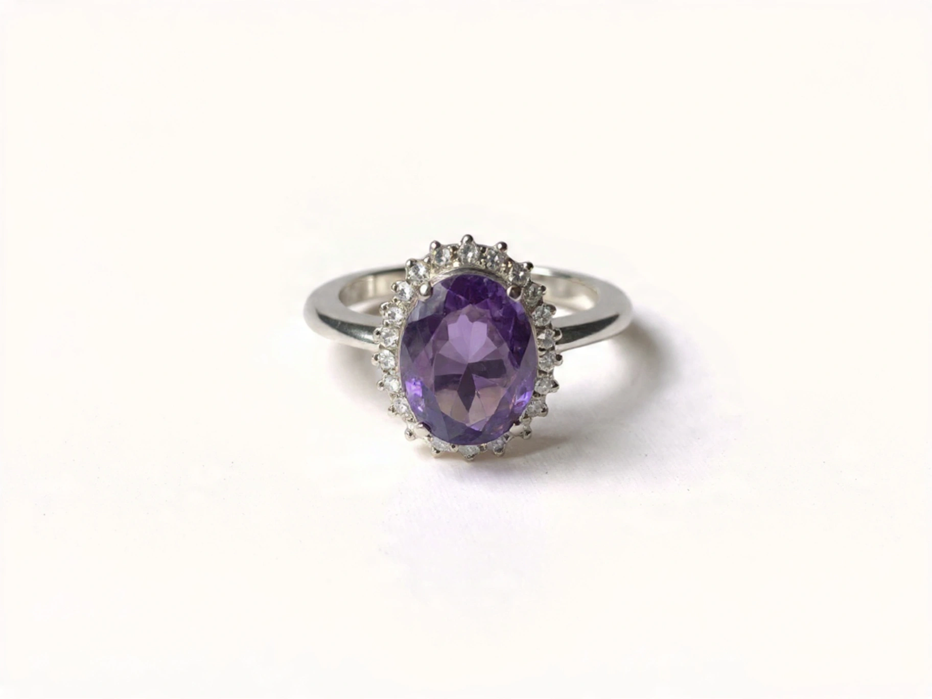Amethyst Halo ring for women  thumbnail 4