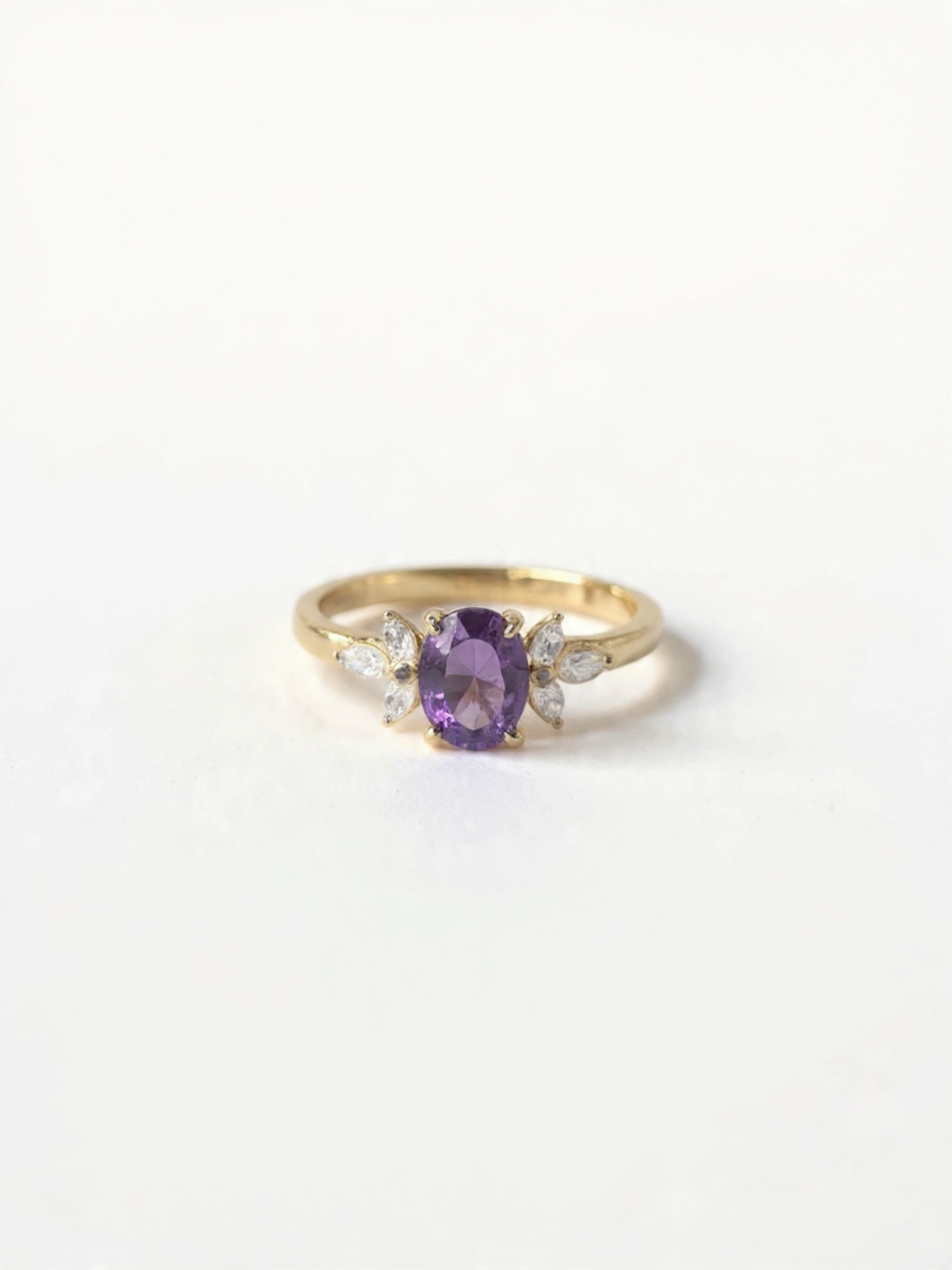 Amethyst Halo ring for women  thumbnail 2