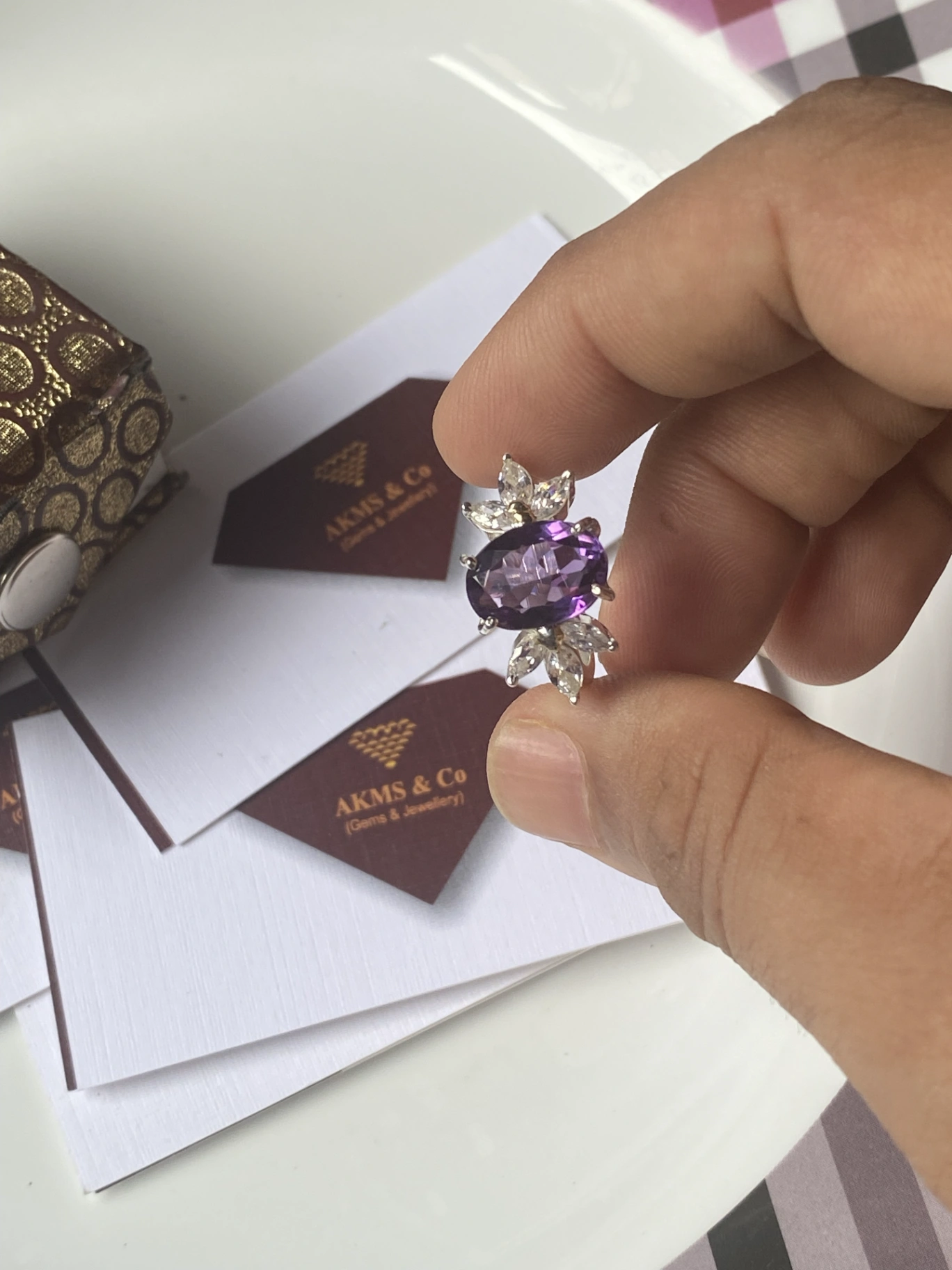 Amethyst Halo ring for women  thumbnail 5