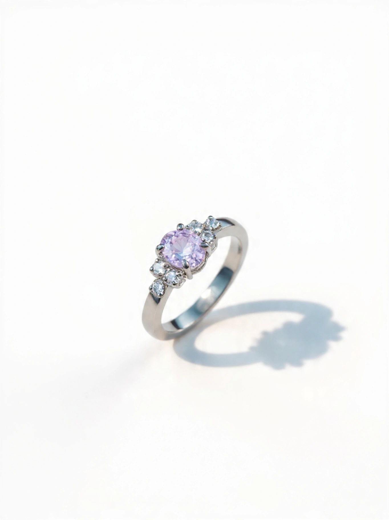 Violet/Pink Sapphire Halo ring for women  thumbnail 4