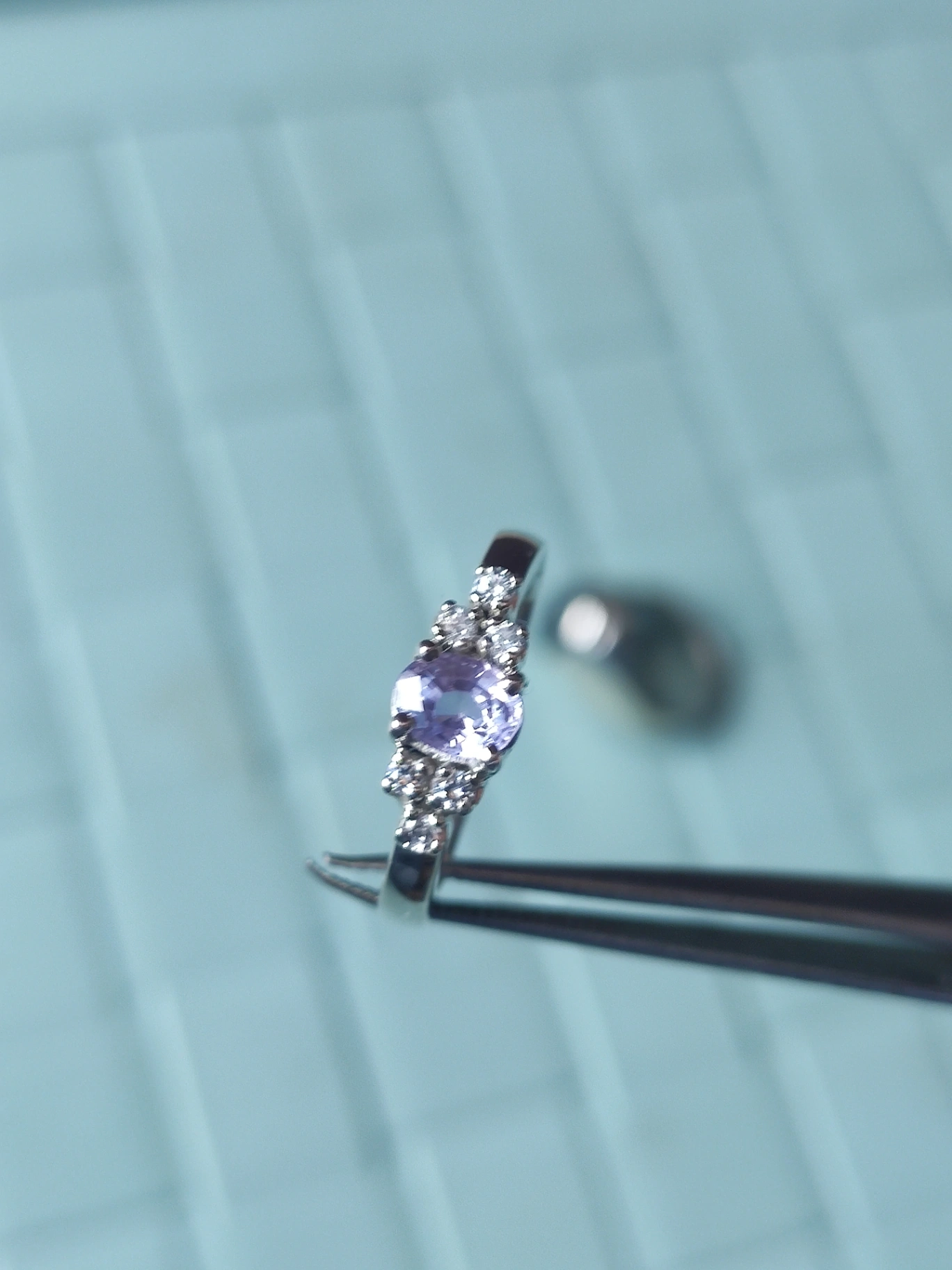 Violet/Pink Sapphire Halo ring for women  thumbnail 2