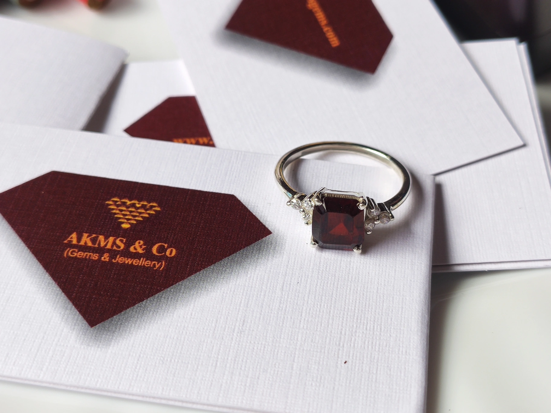 Garnet Halo Ring thumbnail 2
