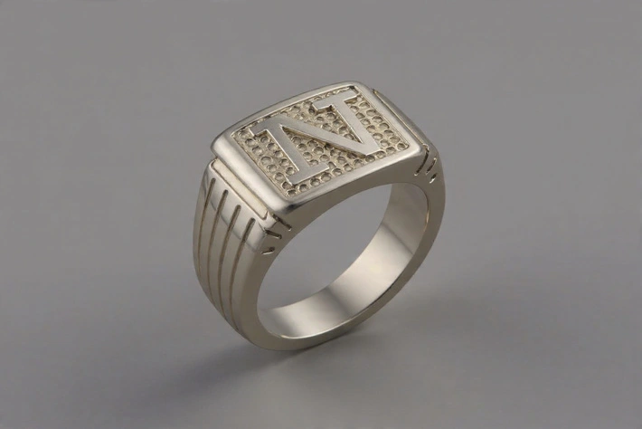Personalised Initial Silver Ring For Men