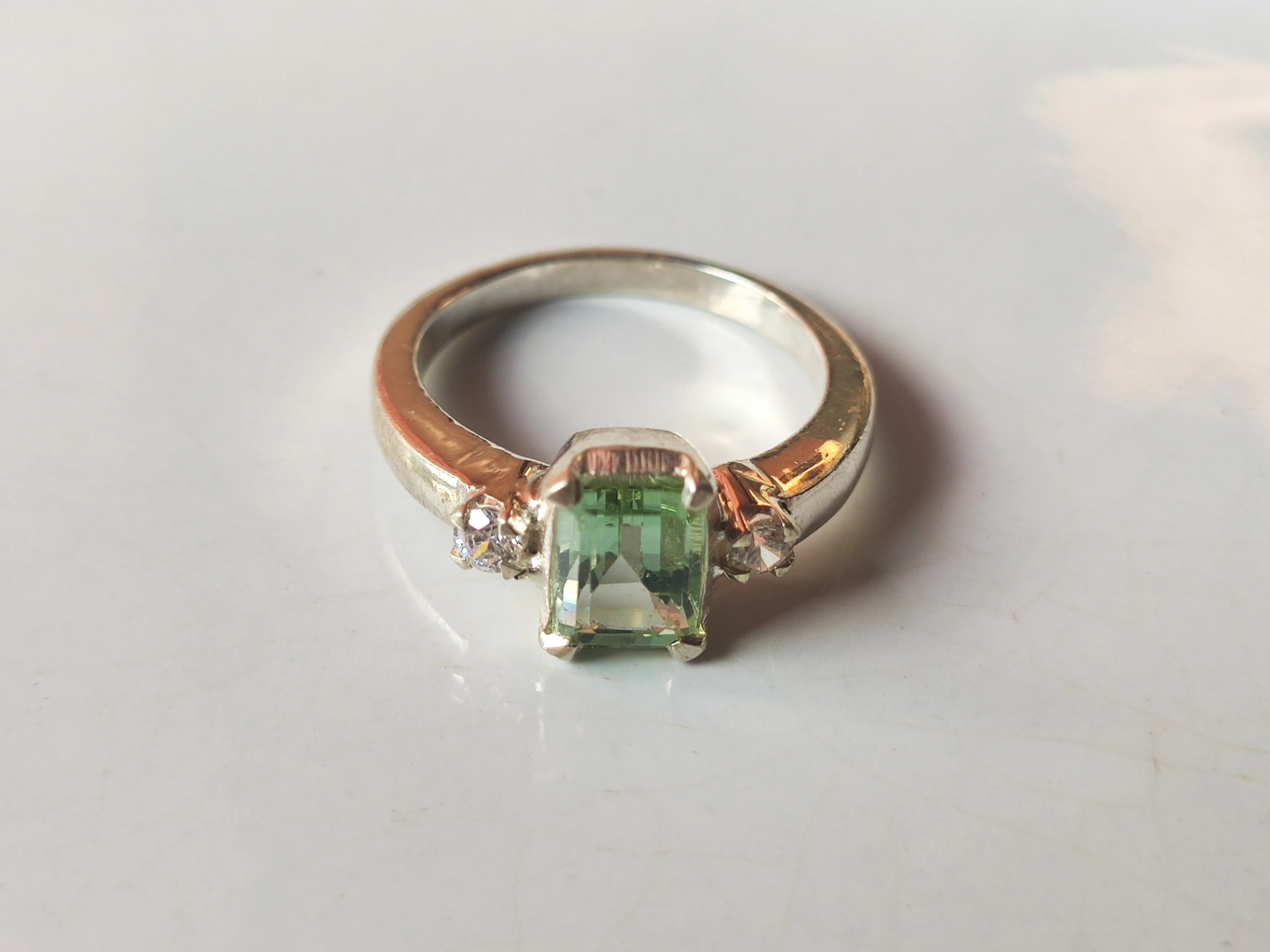 Green Aquamarine Sterling Silver Ring thumbnail 3