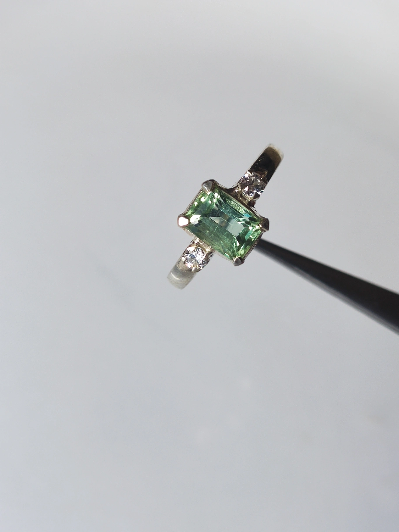 Green Aquamarine Sterling Silver Ring thumbnail 4