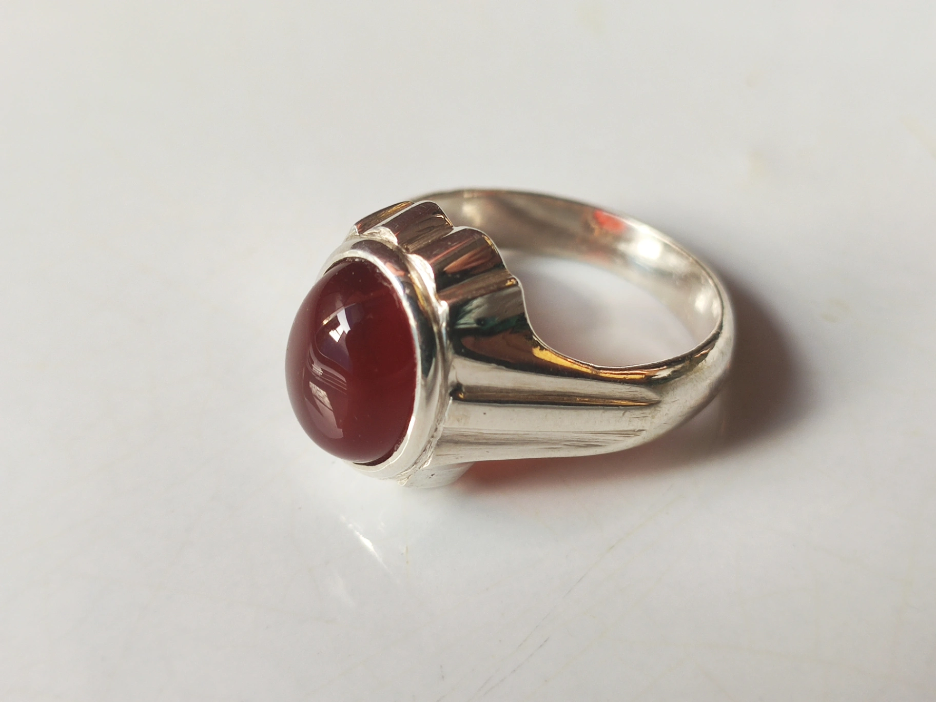 Classic Aqeeq Silver Ring D2 - Image 1