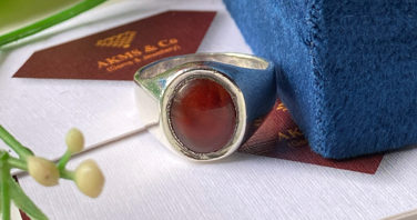 Aqeeq (Agate) Silver ring for men - Image 1