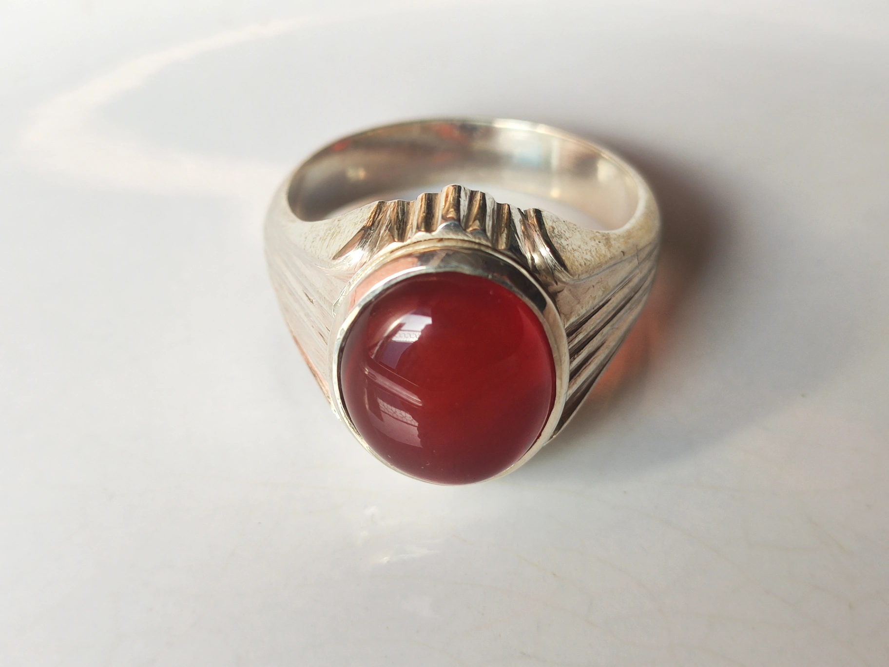 Classic Aqeeq Silver Ring D1 - Image 1