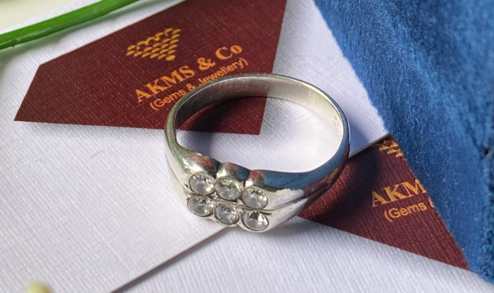 Men’s Diamond Simulant Silver Ring thumbnail 3