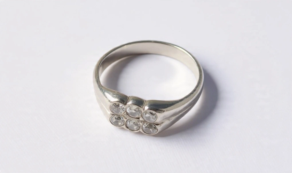 Men’s Diamond Simulant Silver Ring thumbnail 5