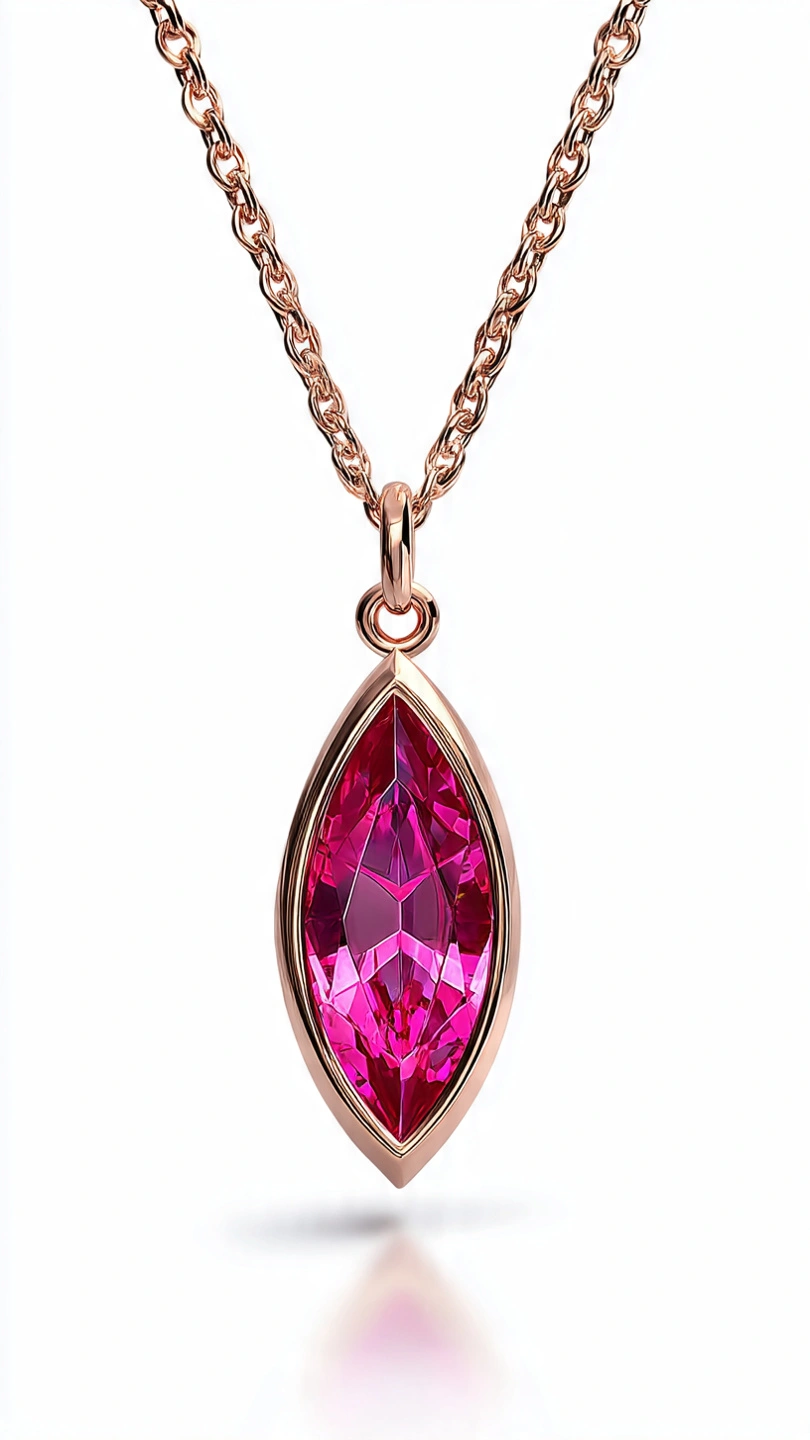 Marquise Cut Pink Sapphire Pendant Bezel Setting - Image 1