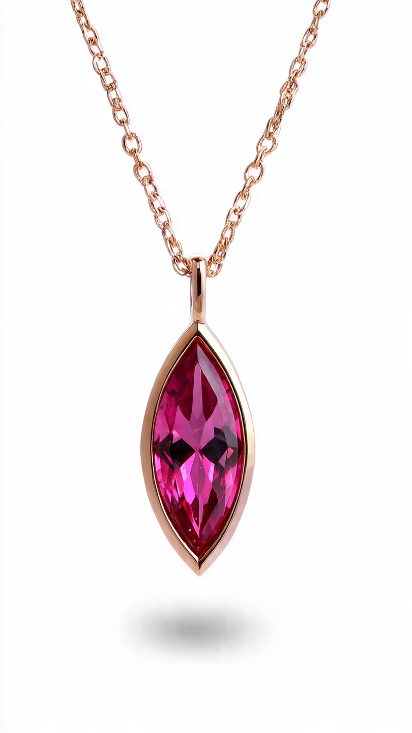 Marquise Cut Pink Sapphire Pendant Bezel Setting thumbnail 2