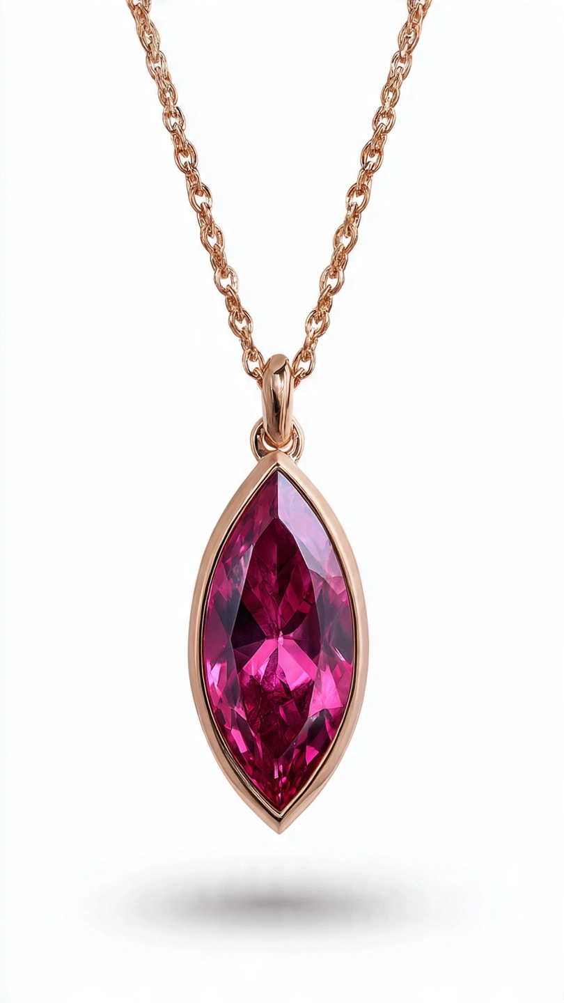 Marquise Cut Pink Sapphire Pendant Bezel Setting thumbnail 3