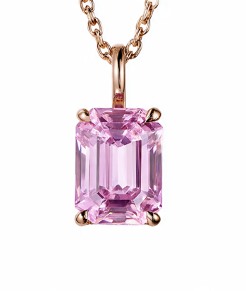 Emerald Cut Pink Sapphire Pendant Bezel Setting - Image 1