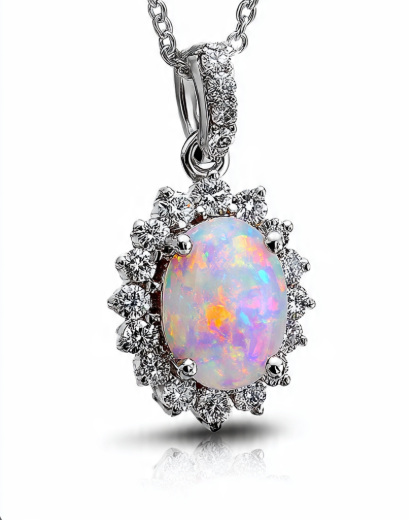 Halo Fire opal pendent D2