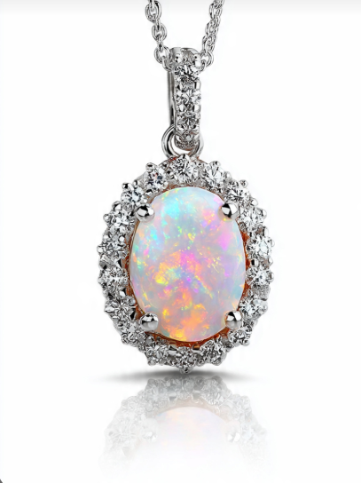 Halo Fire opal pendent D3