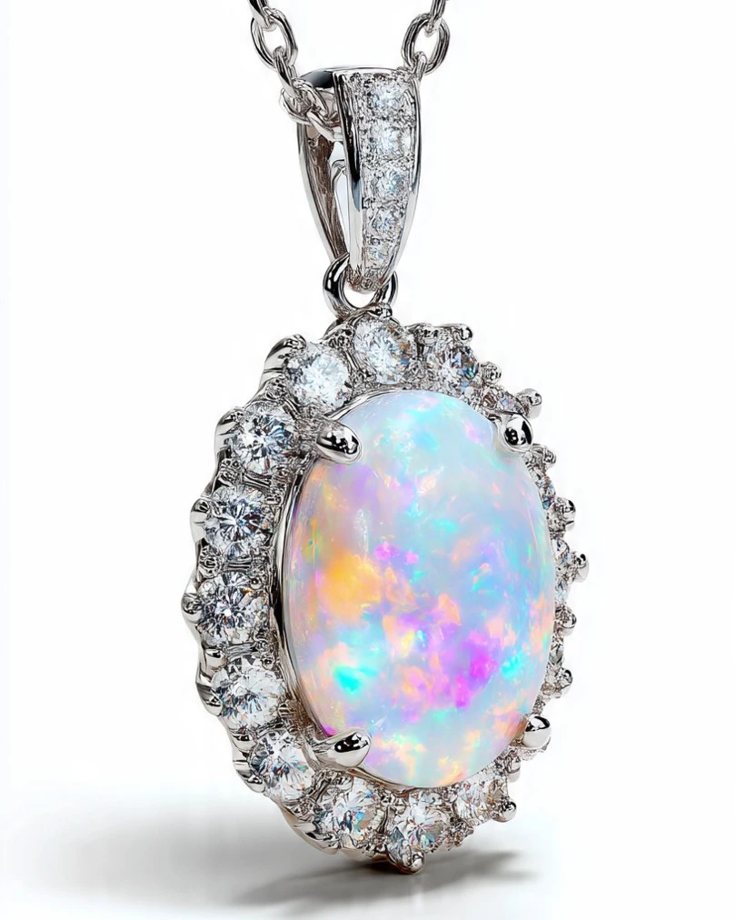 Halo Fire opal pendent D4