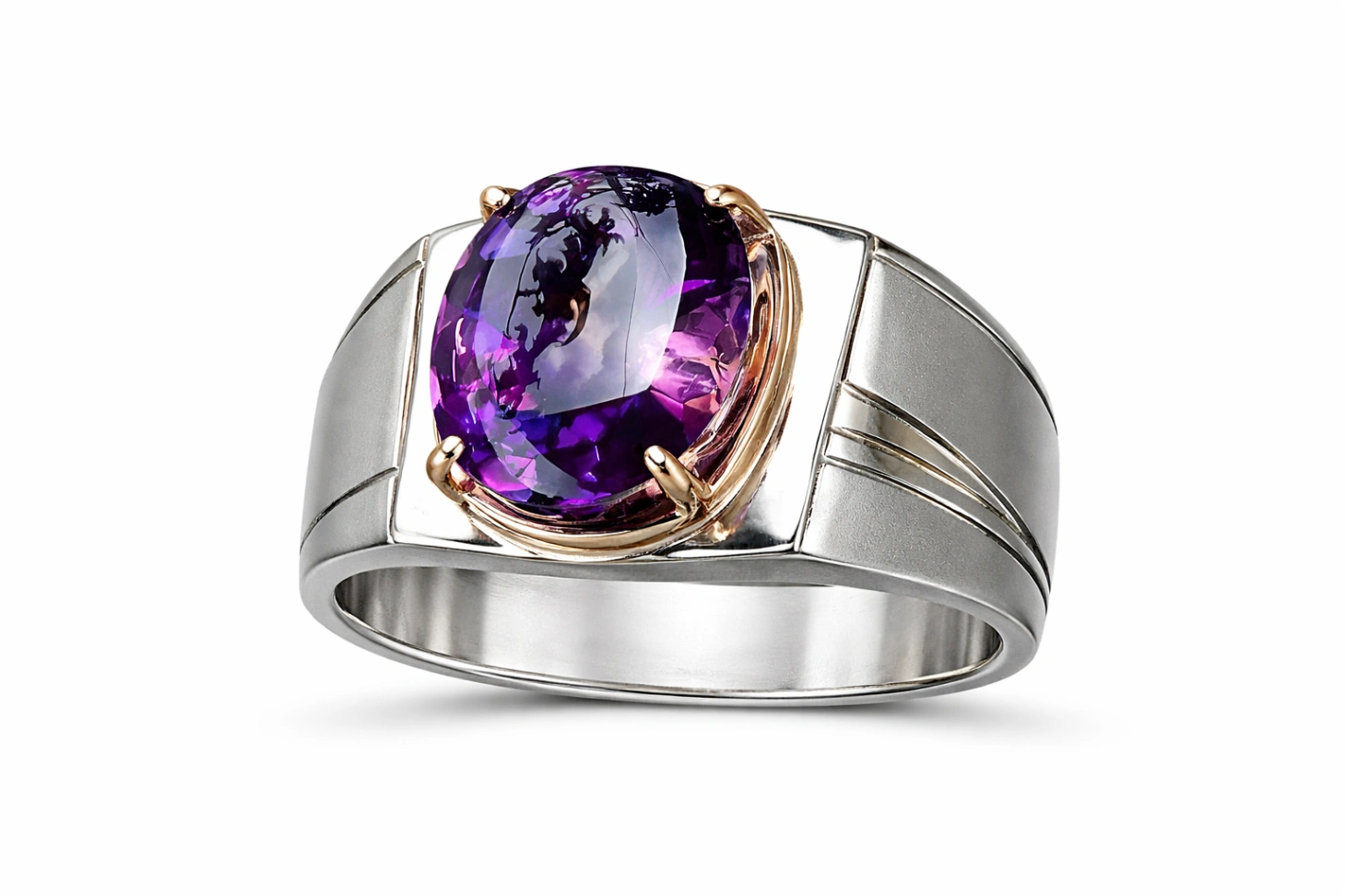Amethyst Halo-Solitaire Ring - Image 1