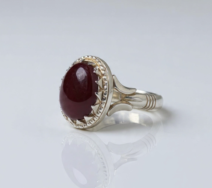 Arab Aqeeq (Agate) Silver Ring  - Image 1