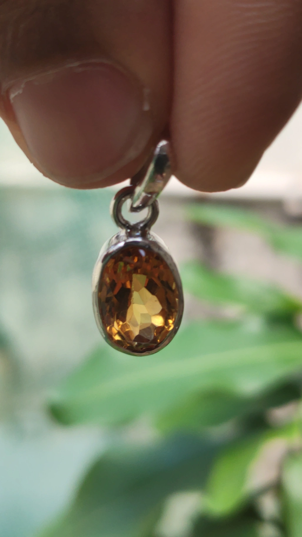 Yellow Sapphire Pendant/Locket (Pusparagham/Pukraj Stone Silver  Pendant) Natural Gemstone thumbnail 2