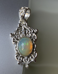 Fire Opal Silver pendant - Image 1